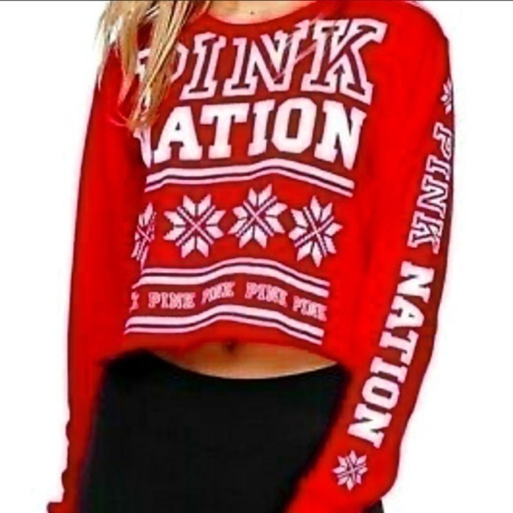 PINK Victoria's Secret Nation Long Sleeve Crop Top